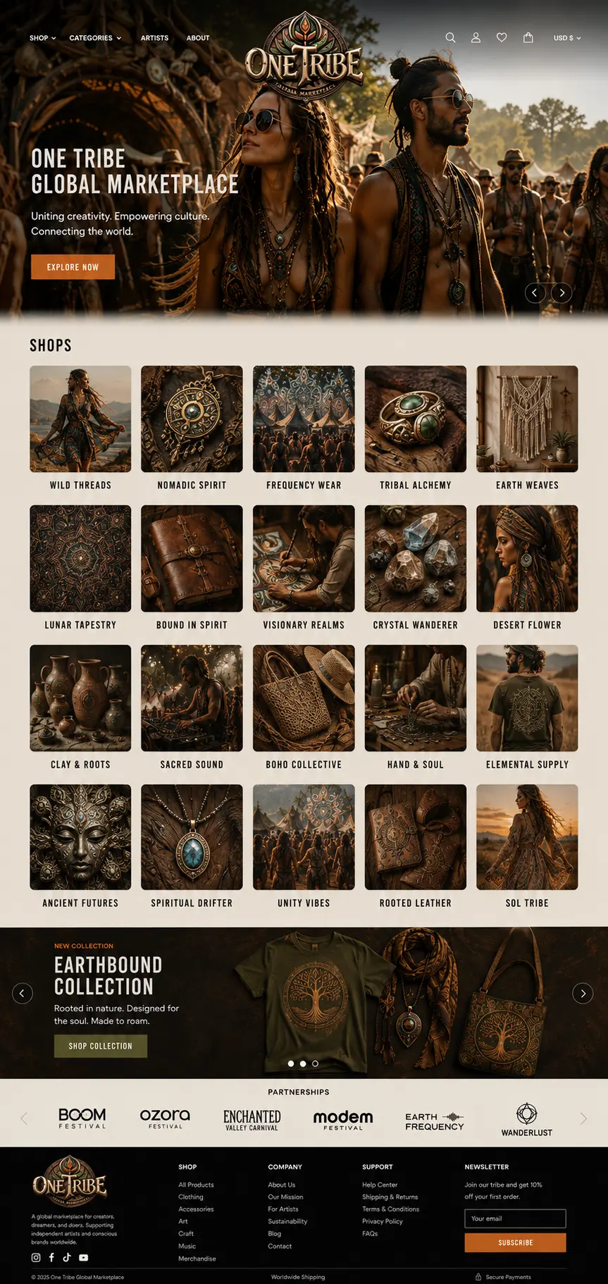Preview of the Shops Directory page